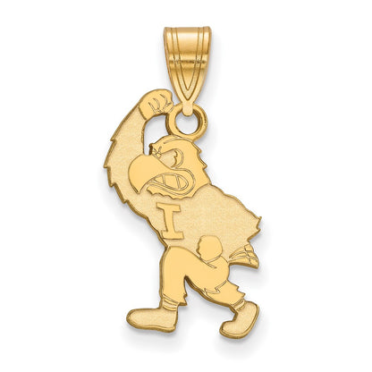 Gold Plated Sterling Silver Logoart University Of Iowa Hawk Mascot Large Pendant