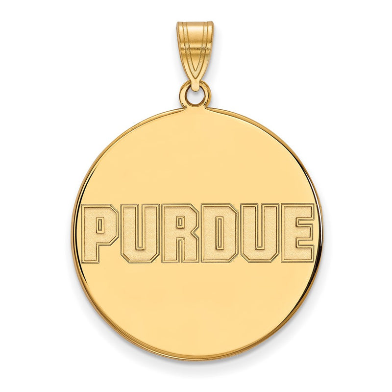 Gold Plated Sterling Silver Logoart Purdue University Block Type Extra Large Disc Pendant
