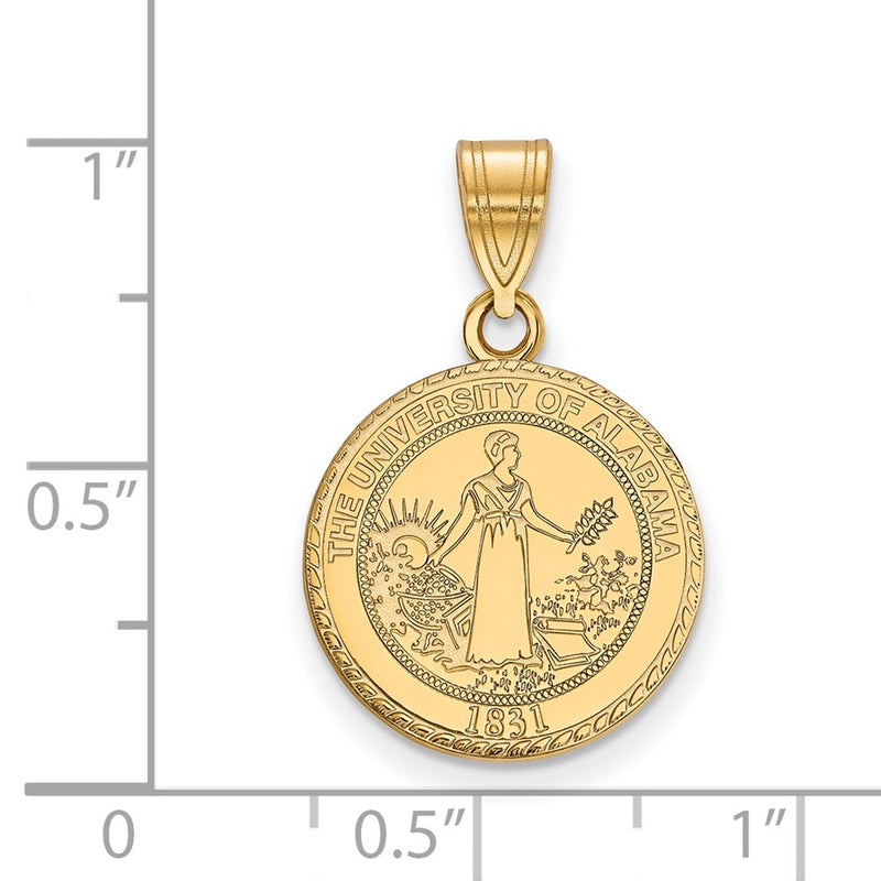 Gold Plated Sterling Silver Logoart University Of Alabama Medium Crest Pendant