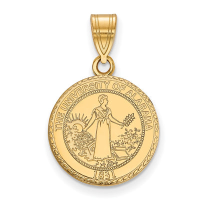 Gold Plated Sterling Silver Logoart University Of Alabama Medium Crest Pendant