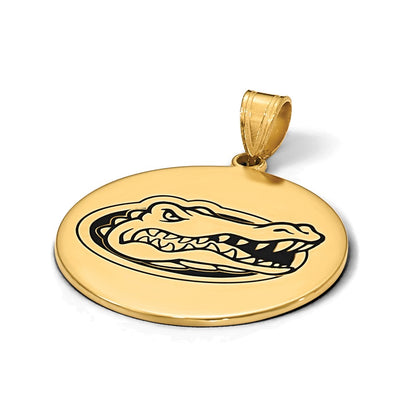 Gold Plated Sterling Silver Logoart University Of Florida Gator Extra Large Enameled Disc Pendant