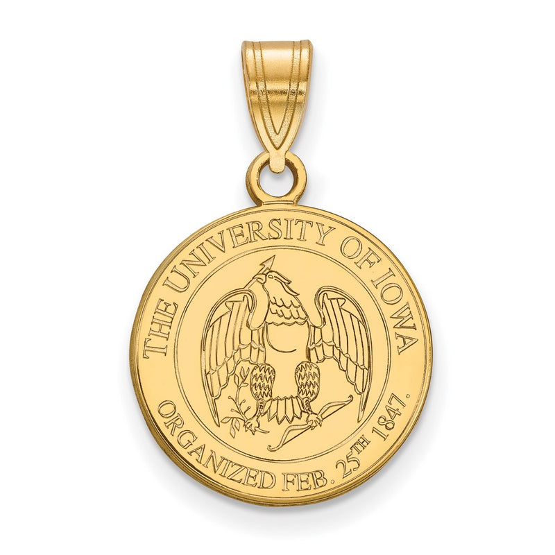 Gold Plated Sterling Silver Logoart University Of Iowa Medium Crest Pendant