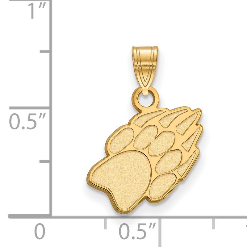 Gold Plated Sterling Silver Logoart University Of Wisconsin Paw Print Small Pendant