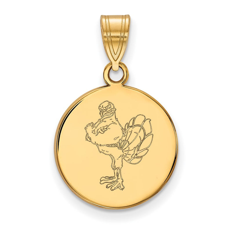 14K Yellow Gold Logoart Virginia Tech Hokiebird Medium Disc Pendant
