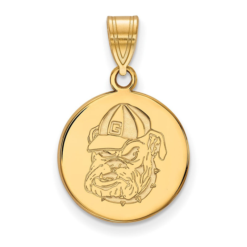 10K Yellow Gold Logoart University Of Georgia Bulldog Medium Disc Pendant