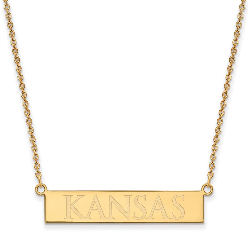 Gold Plated Sterling Silver Logoart The University Of Kansas Small Bar 18 Inch Necklace