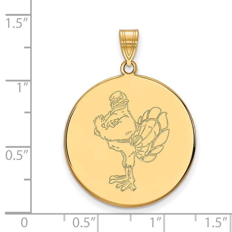 10K Yellow Gold Logoart Virginia Tech Hokiebird Extra Large Disc Pendant