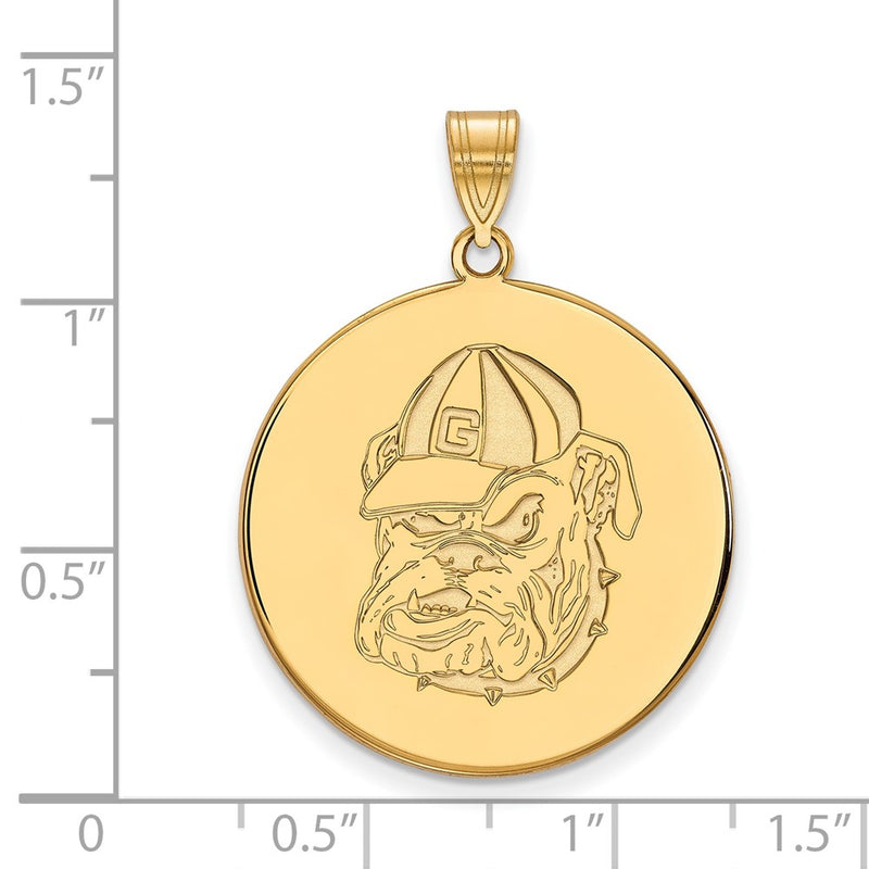 Gold Plated Sterling Silver Logoart University Of Georgia Bulldog Extra Large Disc Pendant