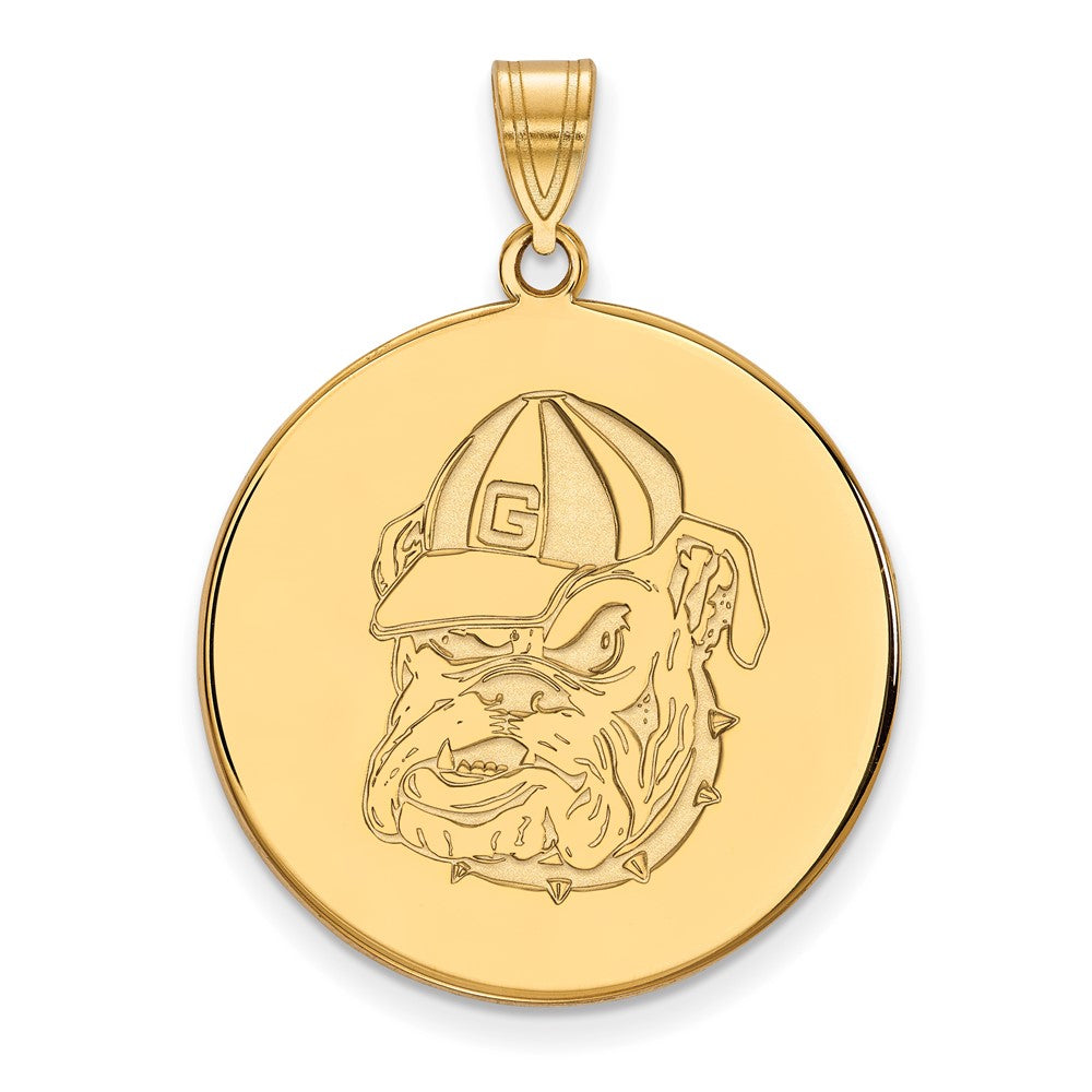 10K Yellow Gold Logoart University Of Georgia Bulldog Extra Large Disc Pendant