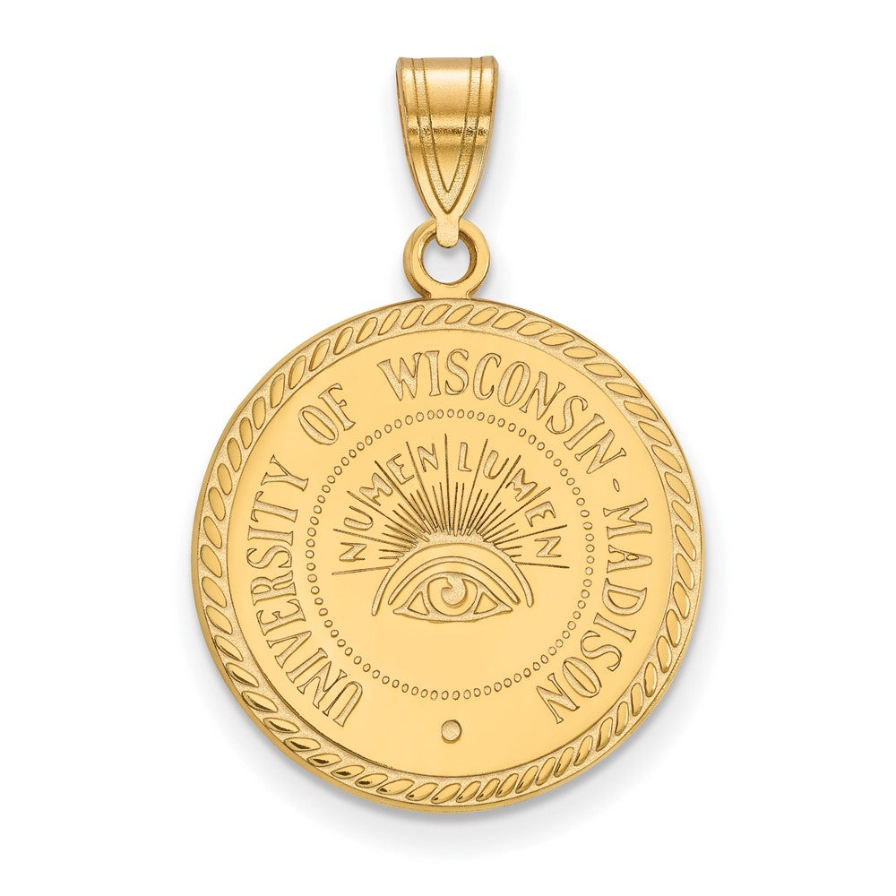 Gold Plated Sterling Silver Logoart University Of Wisconsin Large Crest Pendant