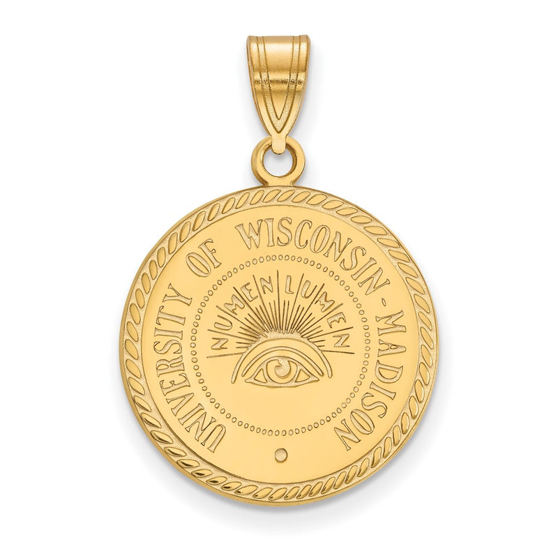 Gold Plated Sterling Silver Logoart University Of Wisconsin Large Crest Pendant