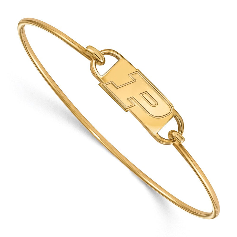 Gold Plated Sterling Silver Logoart Purdue University Letter P Small Center 7 Inch Wire Bangle