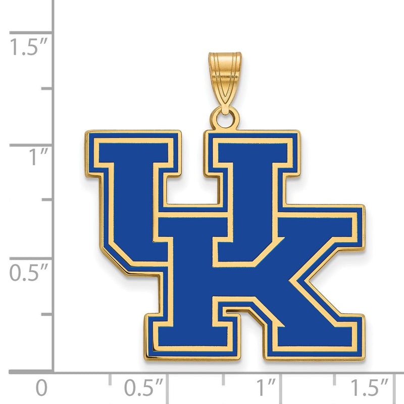 Gold Plated Sterling Silver Logoart University Of Kentucky U K Extra Large Enameled Pendant