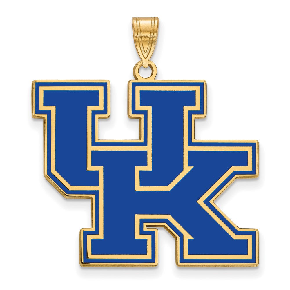Gold Plated Sterling Silver Logoart University Of Kentucky U K Extra Large Enameled Pendant