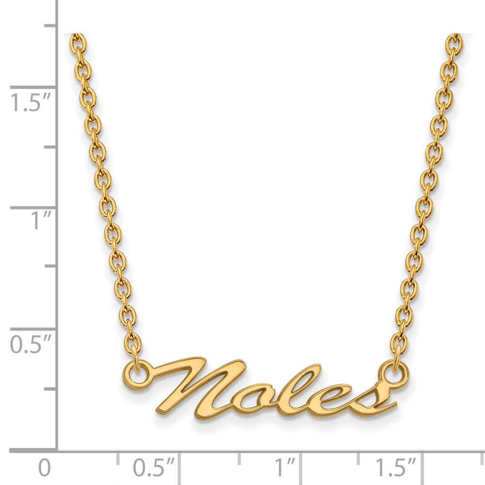 Gold Plated Sterling Silver Logoart Florida State University Noles Script Medium Pendant 18 Inch Necklace