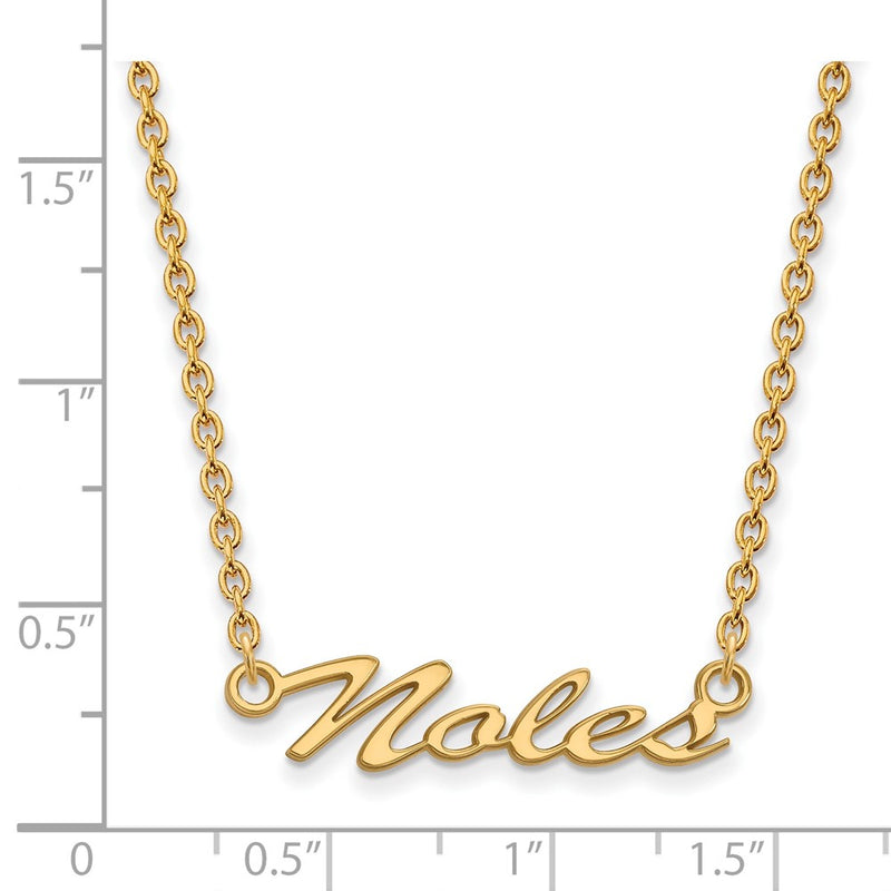 Gold Plated Sterling Silver Logoart Florida State University Noles Script Medium Pendant 18 Inch Necklace