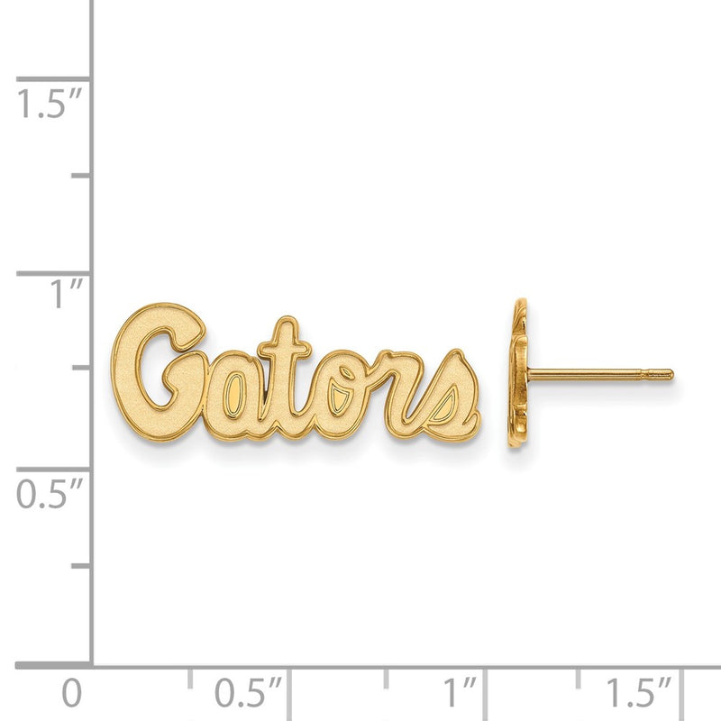 Gold Plated Sterling Silver Logoart University Of Florida Gators Script Extra Small Post Earrings