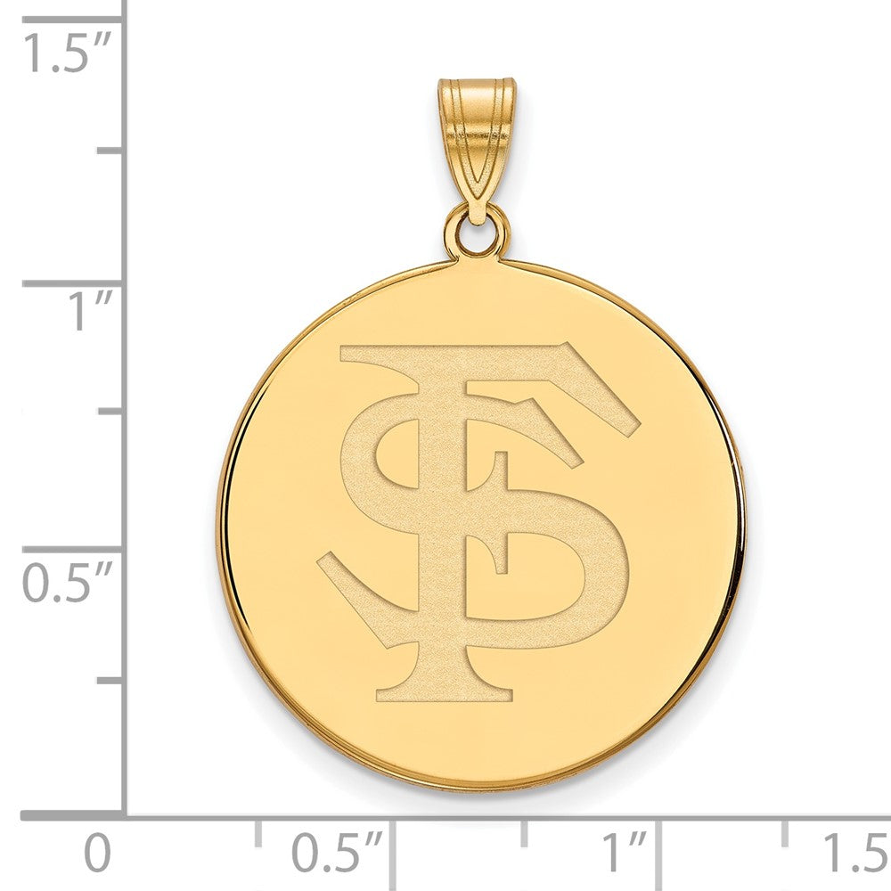 Gold Plated Sterling Silver Logoart Florida State University F S Extra Large Disc Pendant