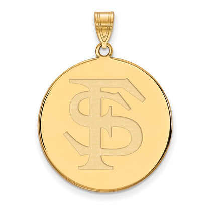 Gold Plated Sterling Silver Logoart Florida State University F S Extra Large Disc Pendant