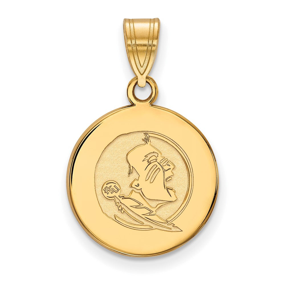 14K Yellow Gold Logoart Florida State University Seminole Medium Disc Pendant