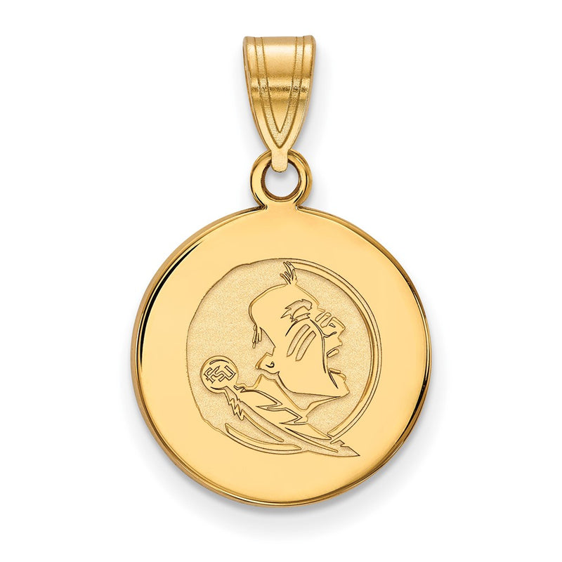 14K Yellow Gold Logoart Florida State University Seminole Medium Disc Pendant