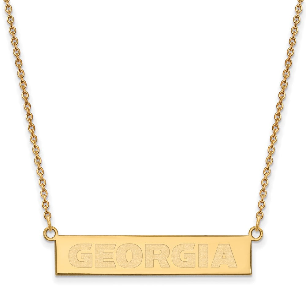 Gold Plated Sterling Silver Logoart University Of Georgia Small Bar 18 Inch Necklace