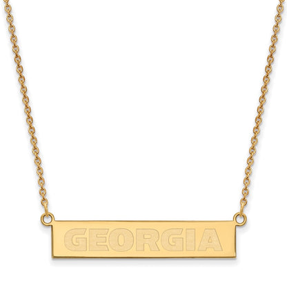 Gold Plated Sterling Silver Logoart University Of Georgia Small Bar 18 Inch Necklace