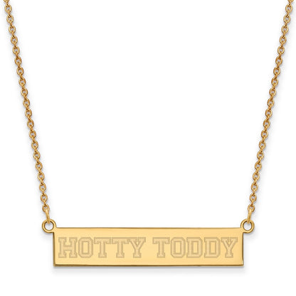 Gold Plated Sterling Silver Logoart University Of Mississippi Hotty Toddy Small Bar 18 Inch Necklace