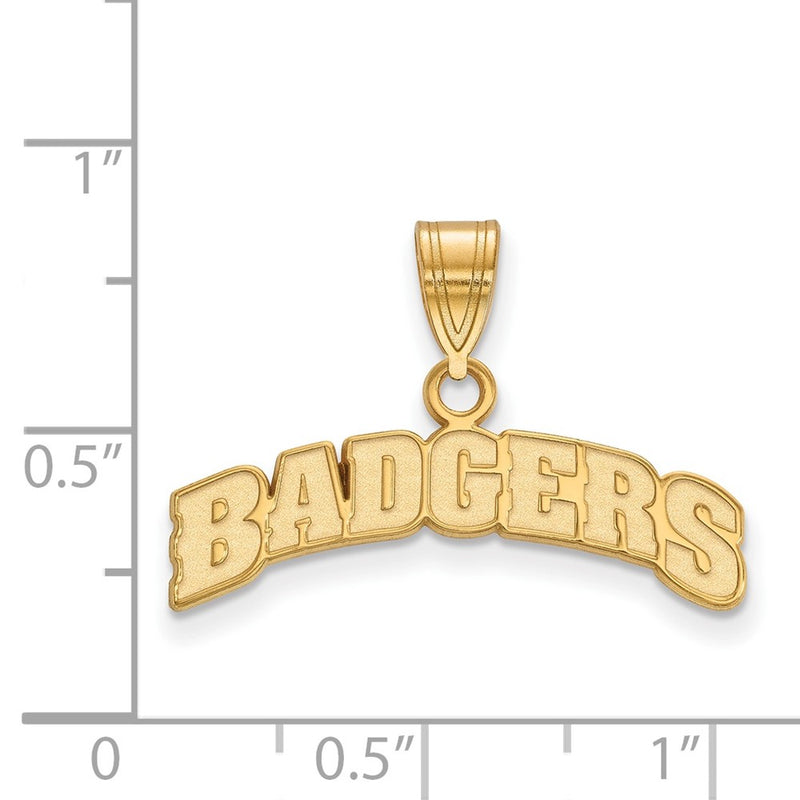 Gold Plated Sterling Silver Logoart University Of Wisconsin Badgers Medium Pendant