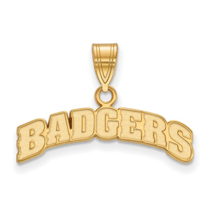Gold Plated Sterling Silver Logoart University Of Wisconsin Badgers Medium Pendant