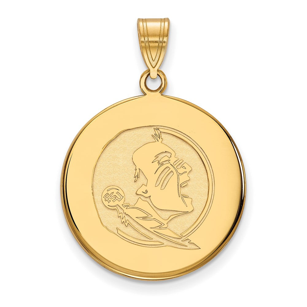 14K Yellow Gold Logoart Florida State University Seminole Large Disc Pendant