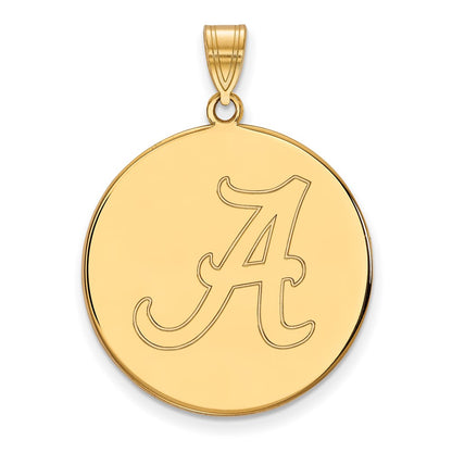 14K Yellow Gold Logoart University Of Alabama Letter A Extra Large Disc Pendant