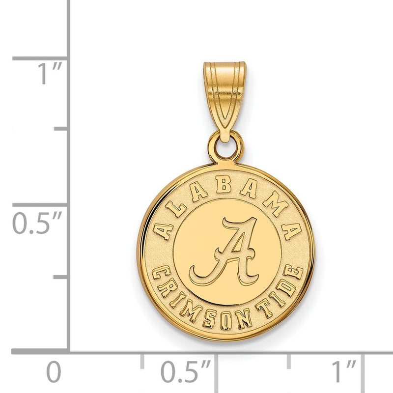10K Yellow Gold Logoart University Of Alabama Crimson Tide Medium Disc Pendant