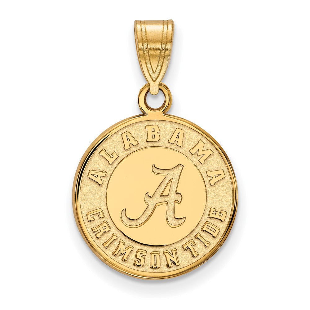 Gold Plated Sterling Silver Logoart University Of Alabama Crimson Tide Medium Disc Pendant