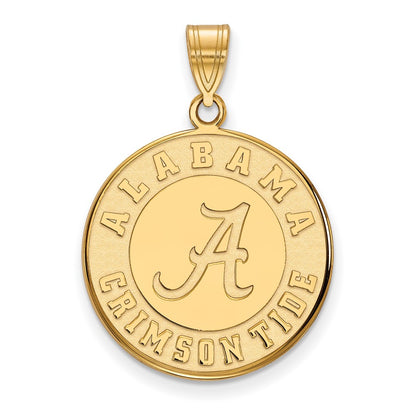 14K Yellow Gold Logoart University Of Alabama Crimson Tide Large Disc Pendant