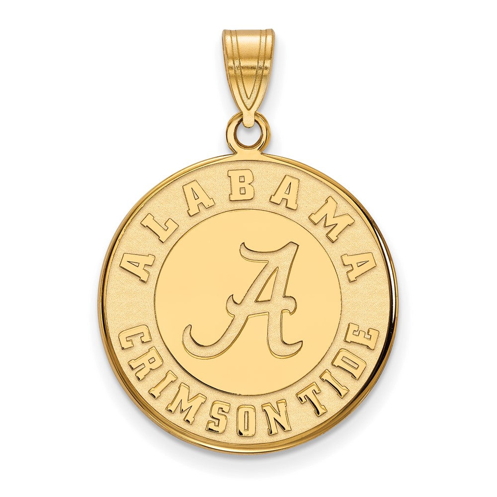 Gold Plated Sterling Silver Logoart University Of Alabama Crimson Tide Large Disc Pendant