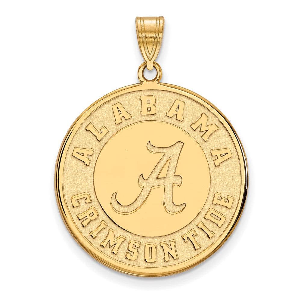 Gold Plated Sterling Silver Logoart University Of Alabama Crimson Tide Extra Large Disc Pendant