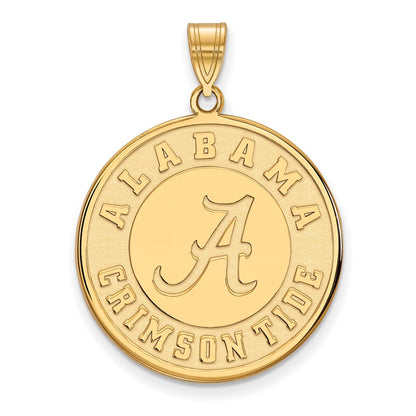Gold Plated Sterling Silver Logoart University Of Alabama Crimson Tide Extra Large Disc Pendant
