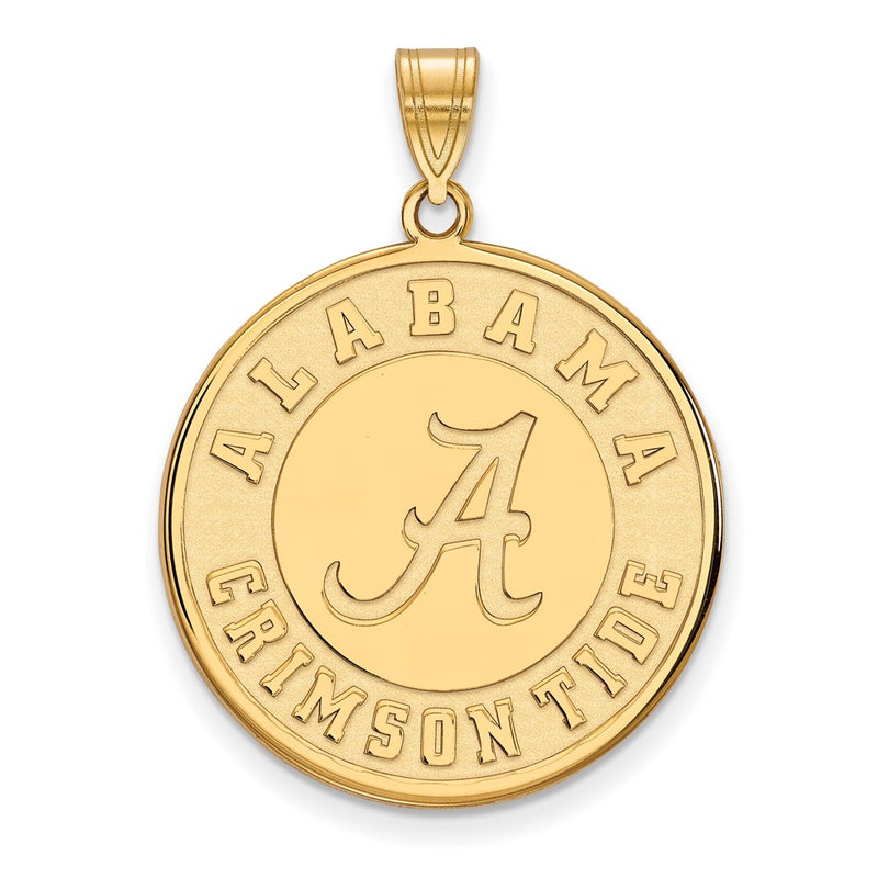 Gold Plated Sterling Silver Logoart University Of Alabama Crimson Tide Extra Large Disc Pendant