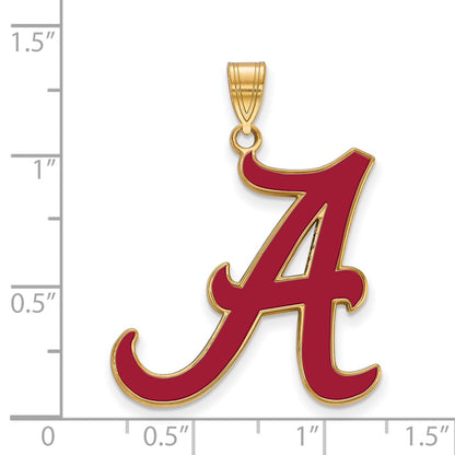 Gold Plated Sterling Silver Logoart University Of Alabama Letter A Extra Large Enameled Pendant