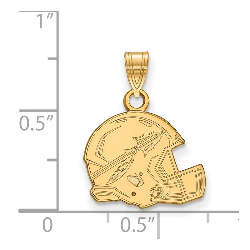 10K Yellow Gold Logoart Florida State University Arrow Medium Football Helmet Pendant