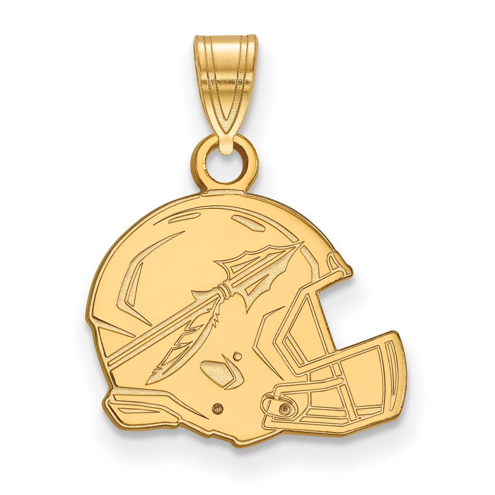 Gold Plated Sterling Silver Logoart Florida State University Arrow Medium Football Helmet Pendant