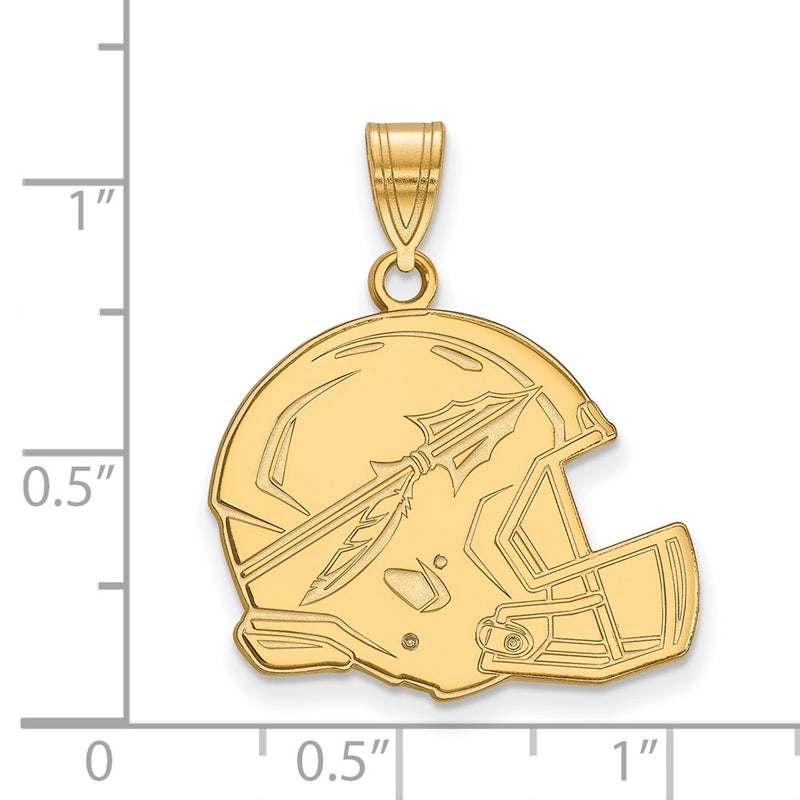 14K Yellow Gold Logoart Florida State University Arrow Large Football Helmet Pendant