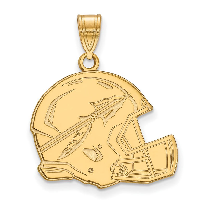 14K Yellow Gold Logoart Florida State University Arrow Large Football Helmet Pendant