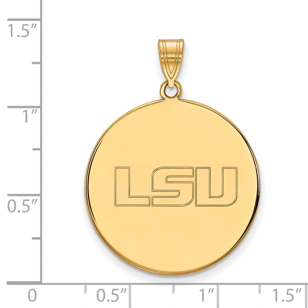 14K Yellow Gold Logoart Louisiana State University L S U Extra Large Disc Pendant