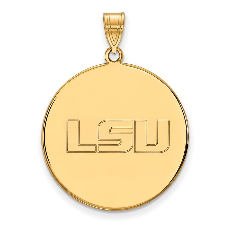 Gold Plated Sterling Silver Logoart Louisiana State University L S U Extra Large Disc Pendant