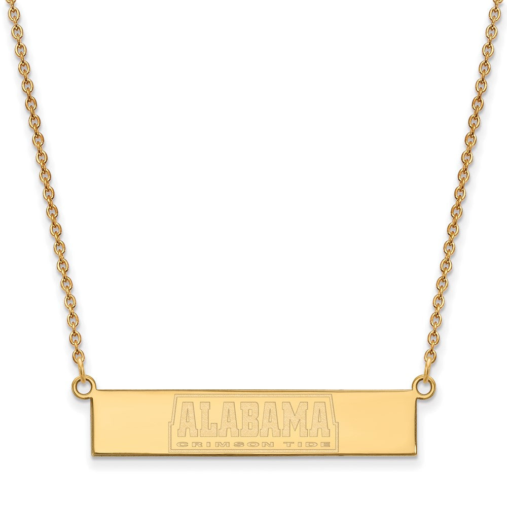 Gold Plated Sterling Silver Logoart University Of Alabama Crimson Tide Small Bar 18 Inch Necklace