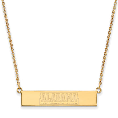 Gold Plated Sterling Silver Logoart University Of Alabama Crimson Tide Small Bar 18 Inch Necklace