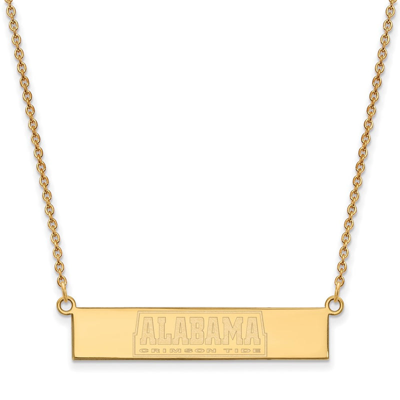 Gold Plated Sterling Silver Logoart University Of Alabama Crimson Tide Small Bar 18 Inch Necklace