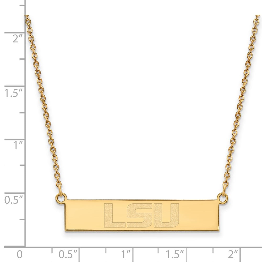 Gold Plated Sterling Silver Logoart Louisiana State University L S U Small Bar 18 Inch Necklace